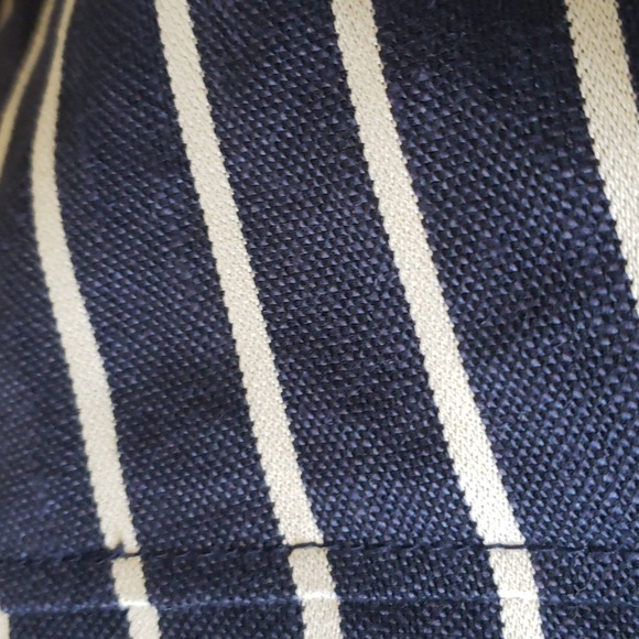 Banana Republic Womens Blazer Navy Blue With Ivory Stripe Italian Linen Sz10 - Picture 15 of 16